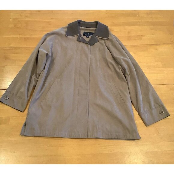 London Fog Womens Coat Sz Petite Large Khaki Brown Tan All Weather Zip Up - Picture 3 of 10